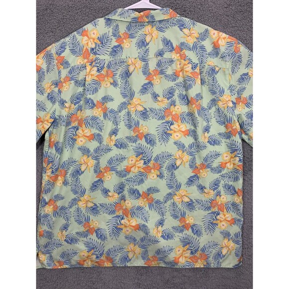Large (L) Hawaiian Tropical Flowers Print Shirt Silk Cotton Blend Button-down - Picture 8 of 12